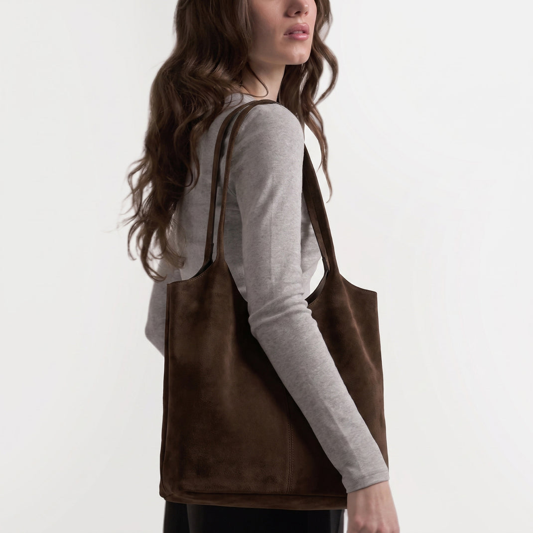 Mia Large Shopper Tote Tobacco Suede