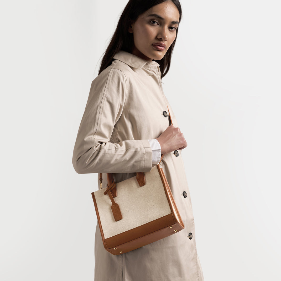 Minibolso Kress de lona natural/marrón silla de montar