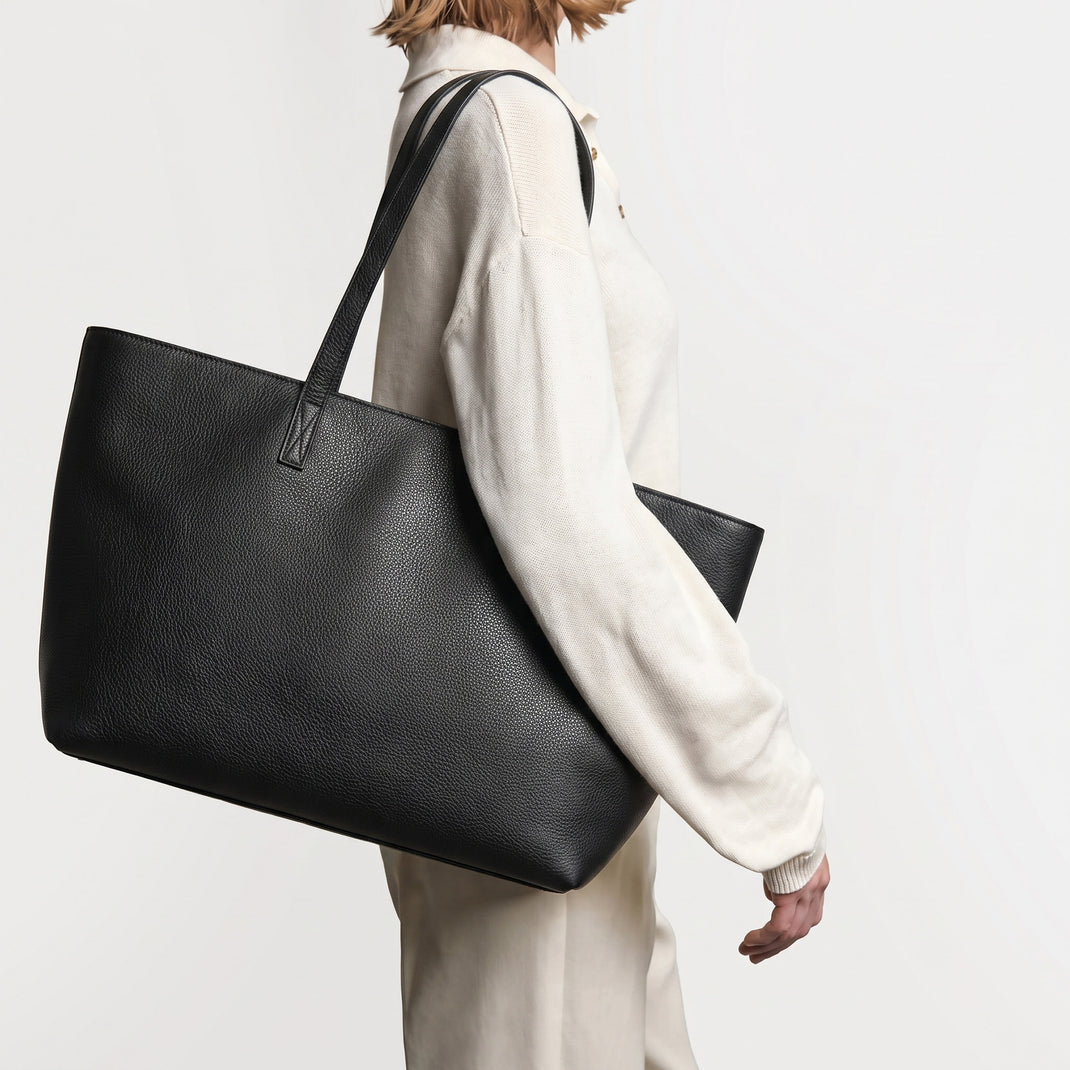 Alex Horizontal Work Tote Black Pebble