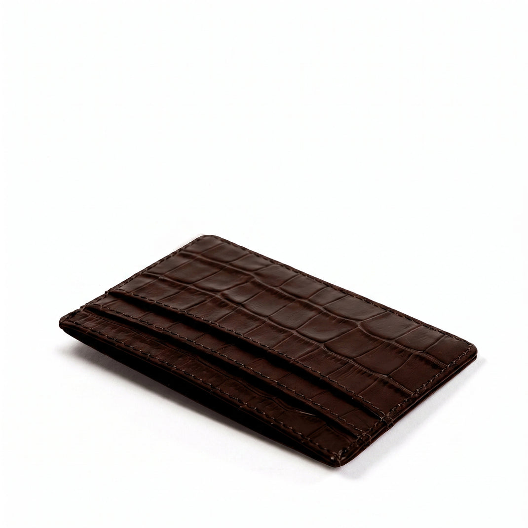 Slim Card Case Brown Croc