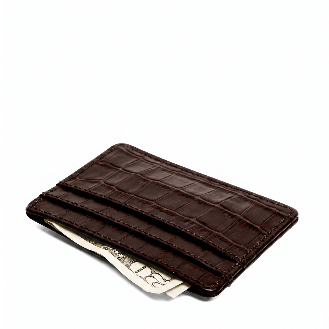Slim ID Card Case Brown Croc