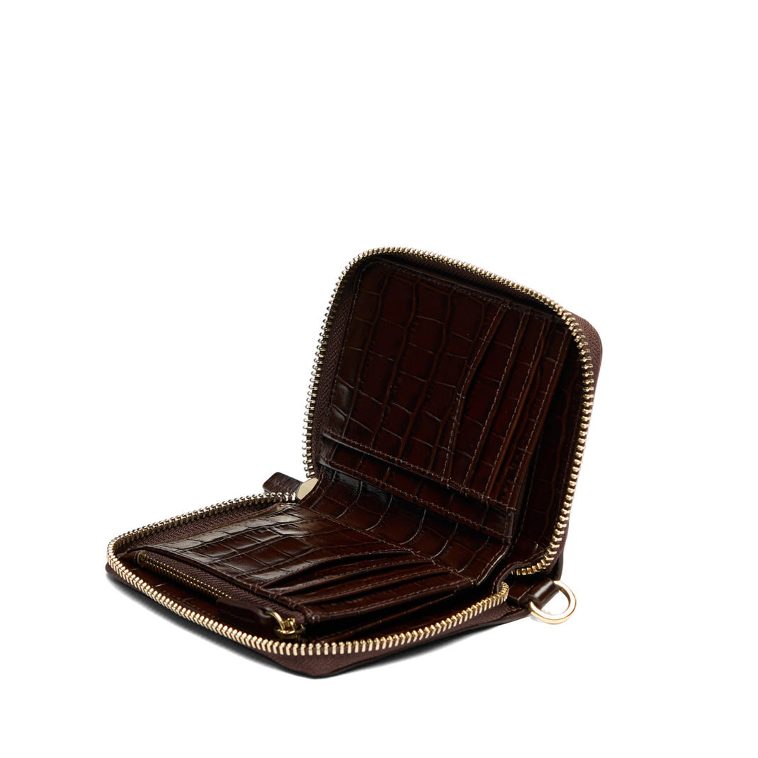 Klyde Compact Wallet Brown Croc