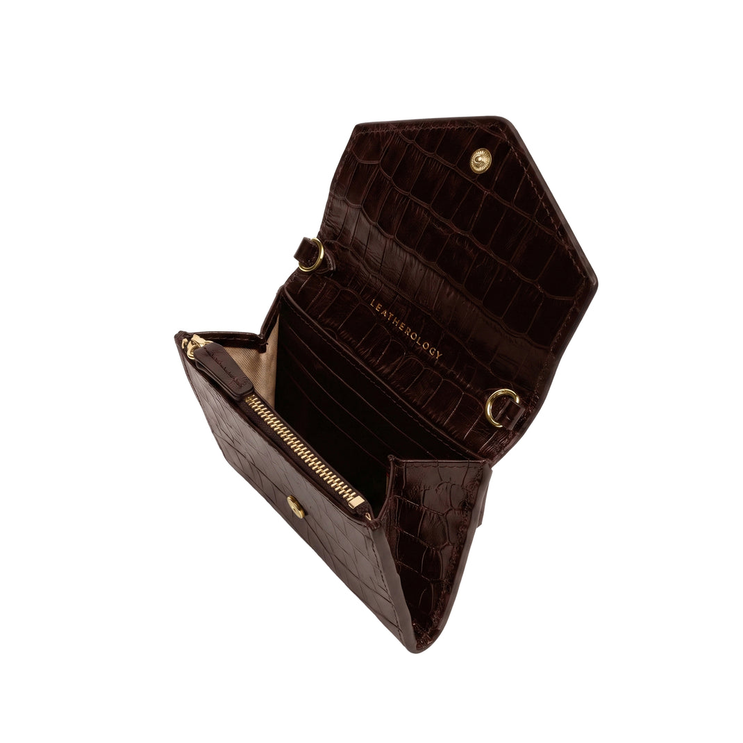 Haven Compact Wallet Brown Croc