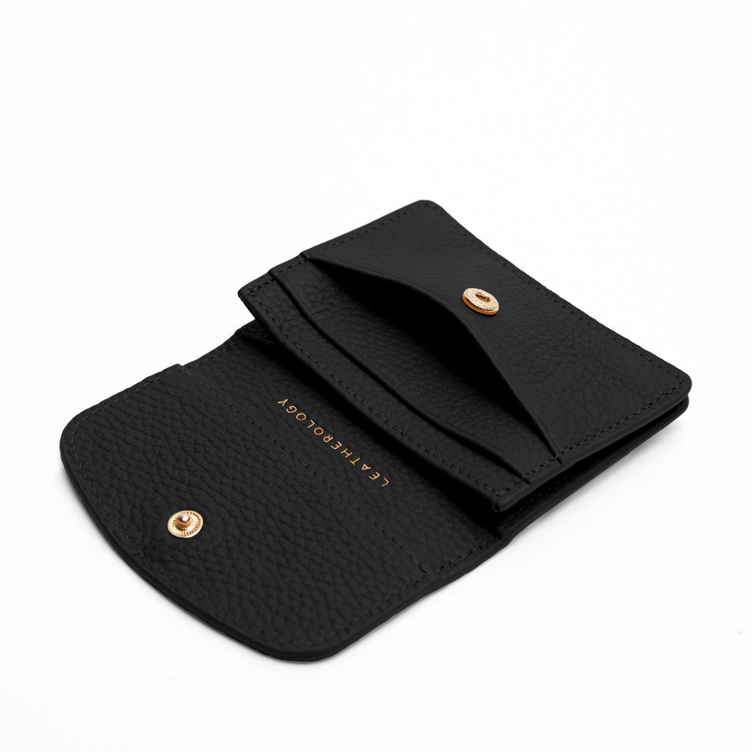 Nina Slim Card Case Black Pebble