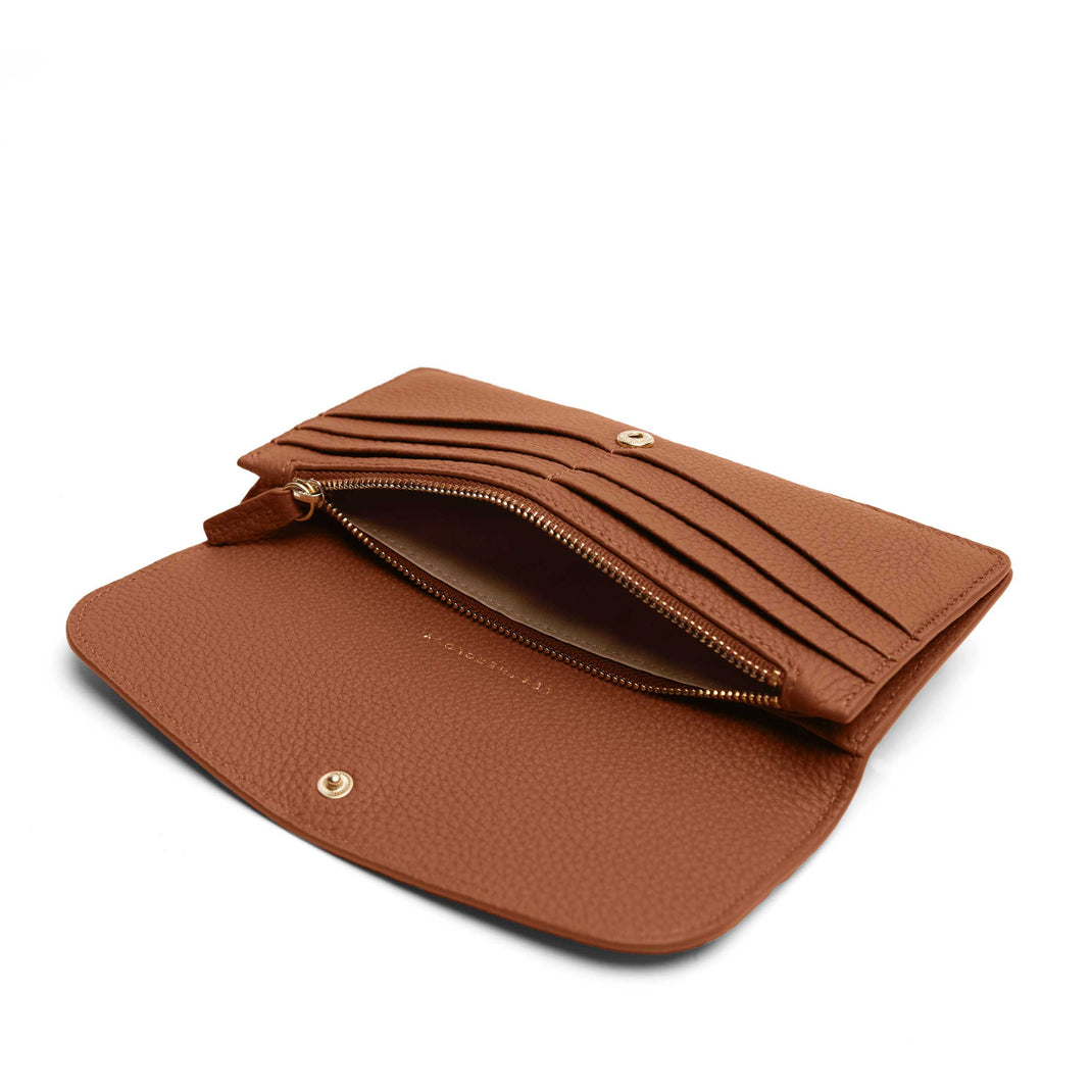 Nina Slim Long Wallet Saddle Brown
