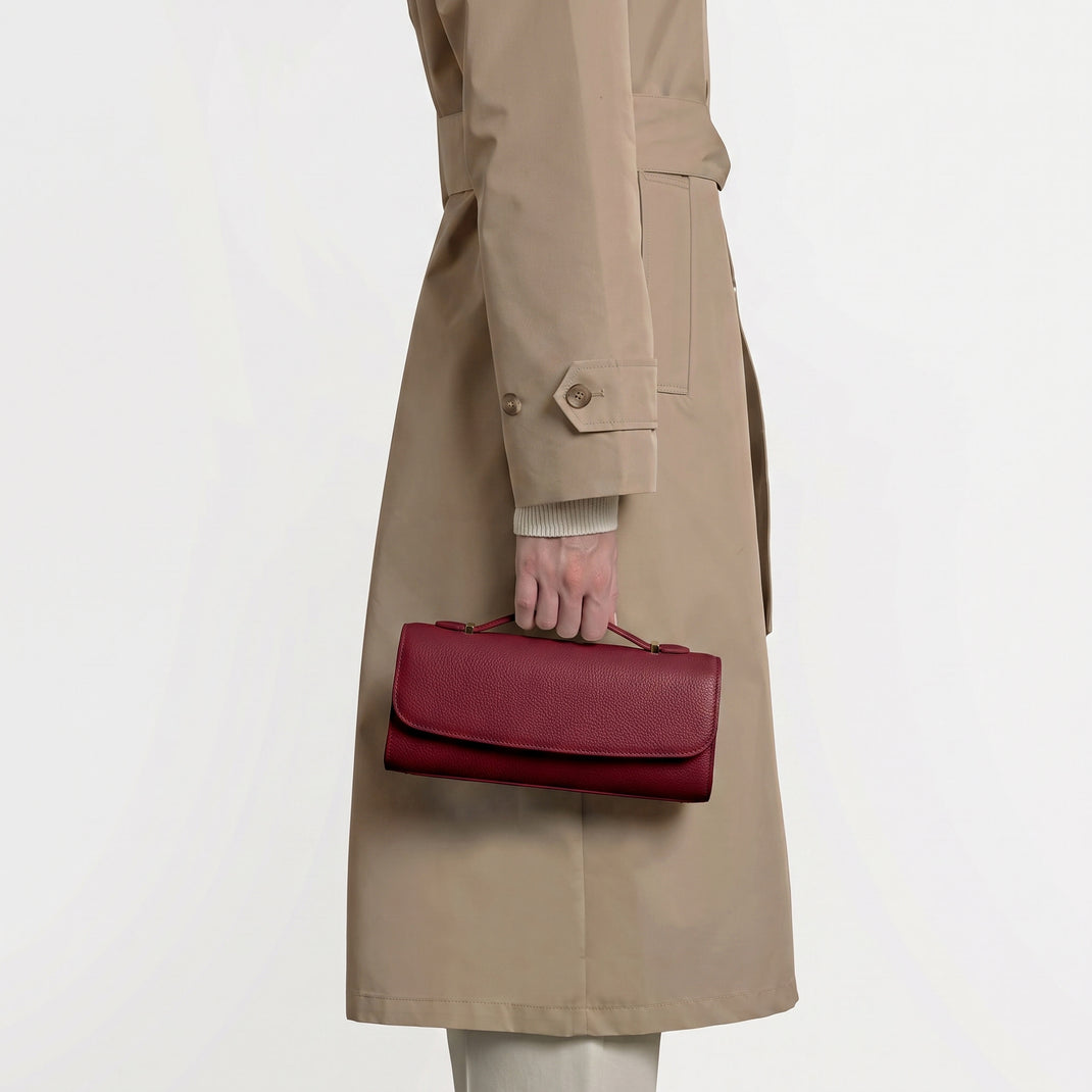 Margot Top Handle Clutch Garnet Red