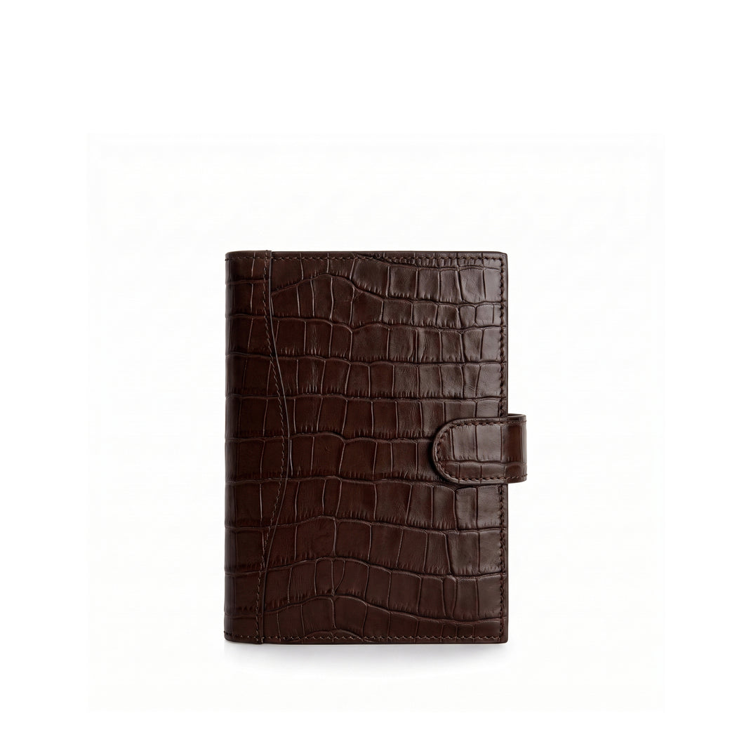 Playing Card Case with Notepad Brown Croc