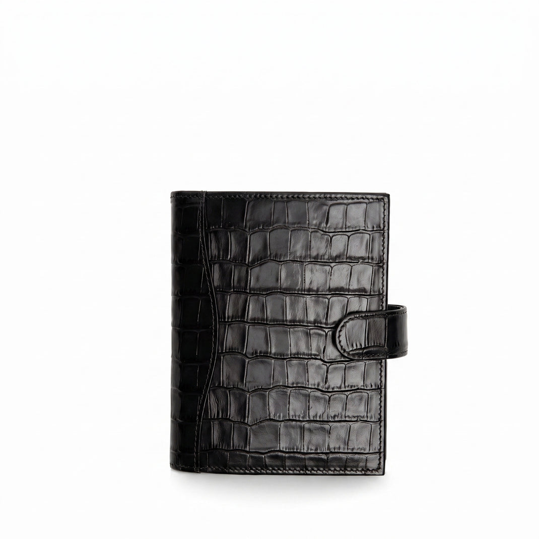 Playing Card Case with Notepad Black Croc
