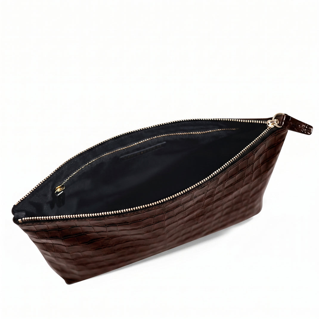 Large Accessories Pouch Brown Croc