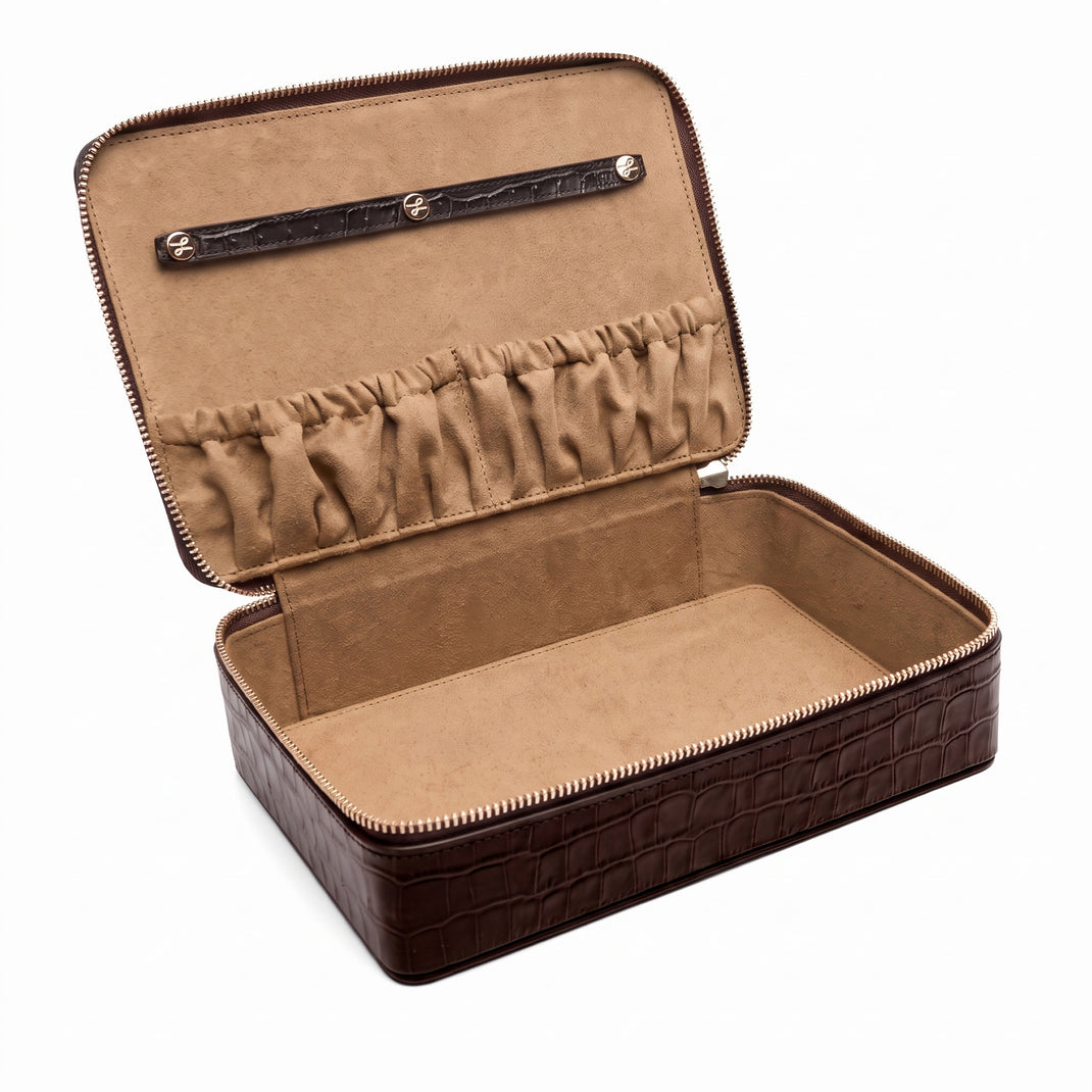 Large Accessories Organizer Brown Croc