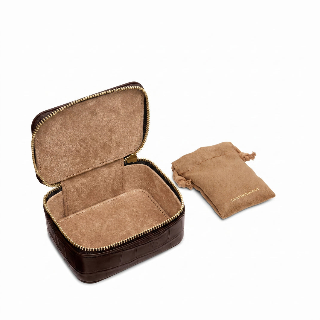 Small Jewelry Organizer Brown Croc