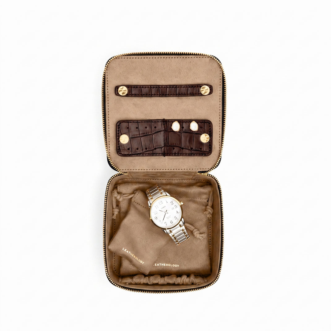 Medium Jewelry Organizer Brown Croc