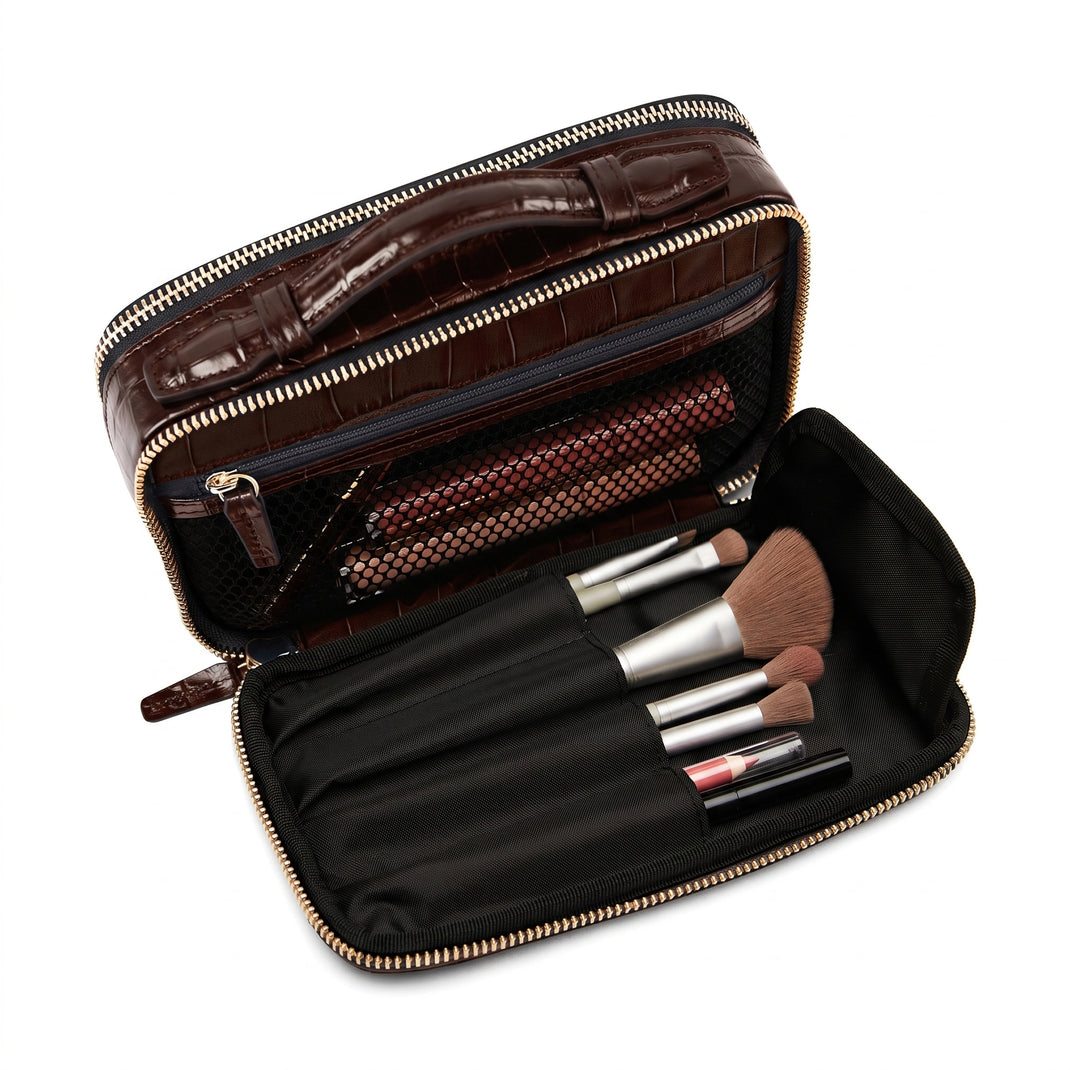 Daily Small Travel Case Brown Croc