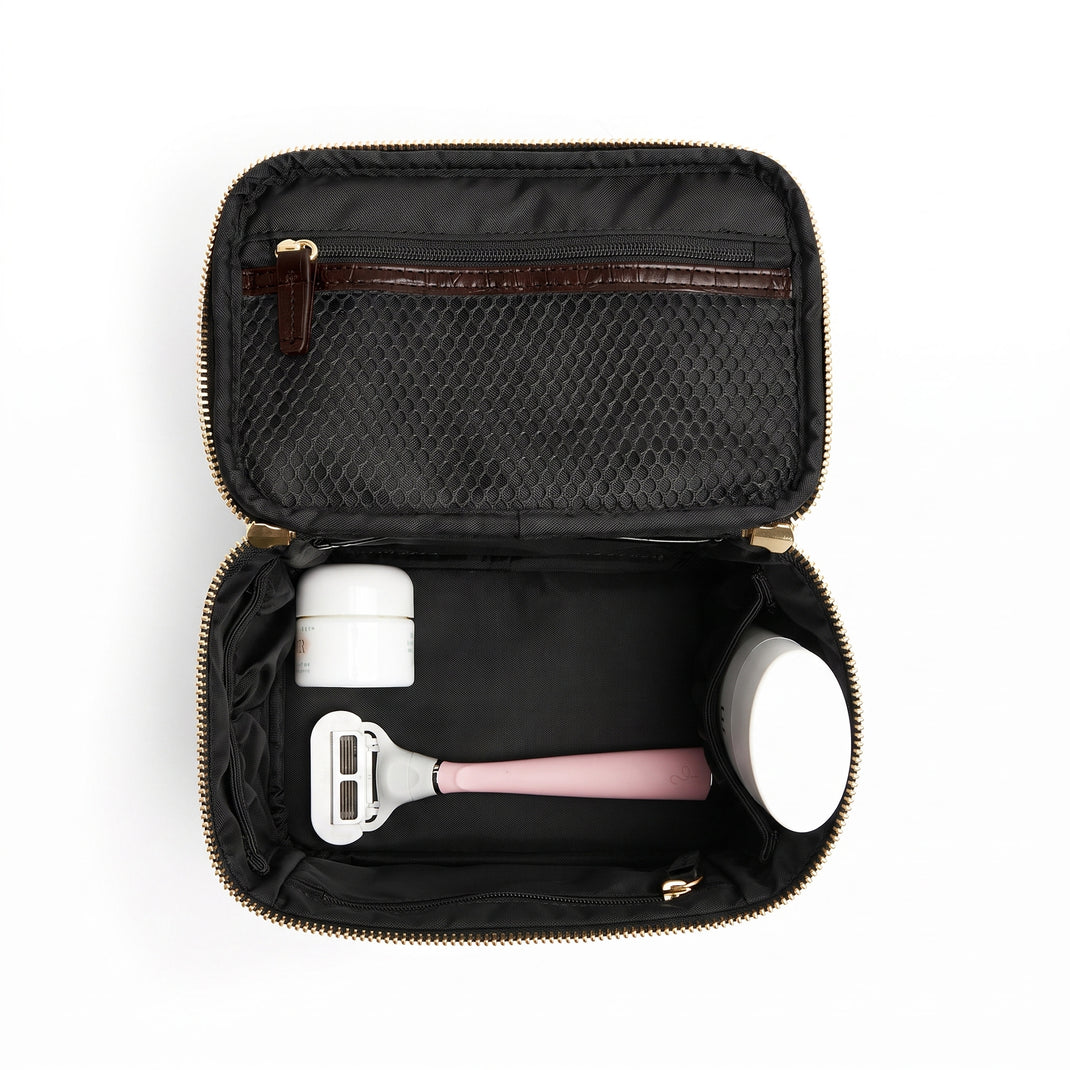 Small Train Case Brown Croc
