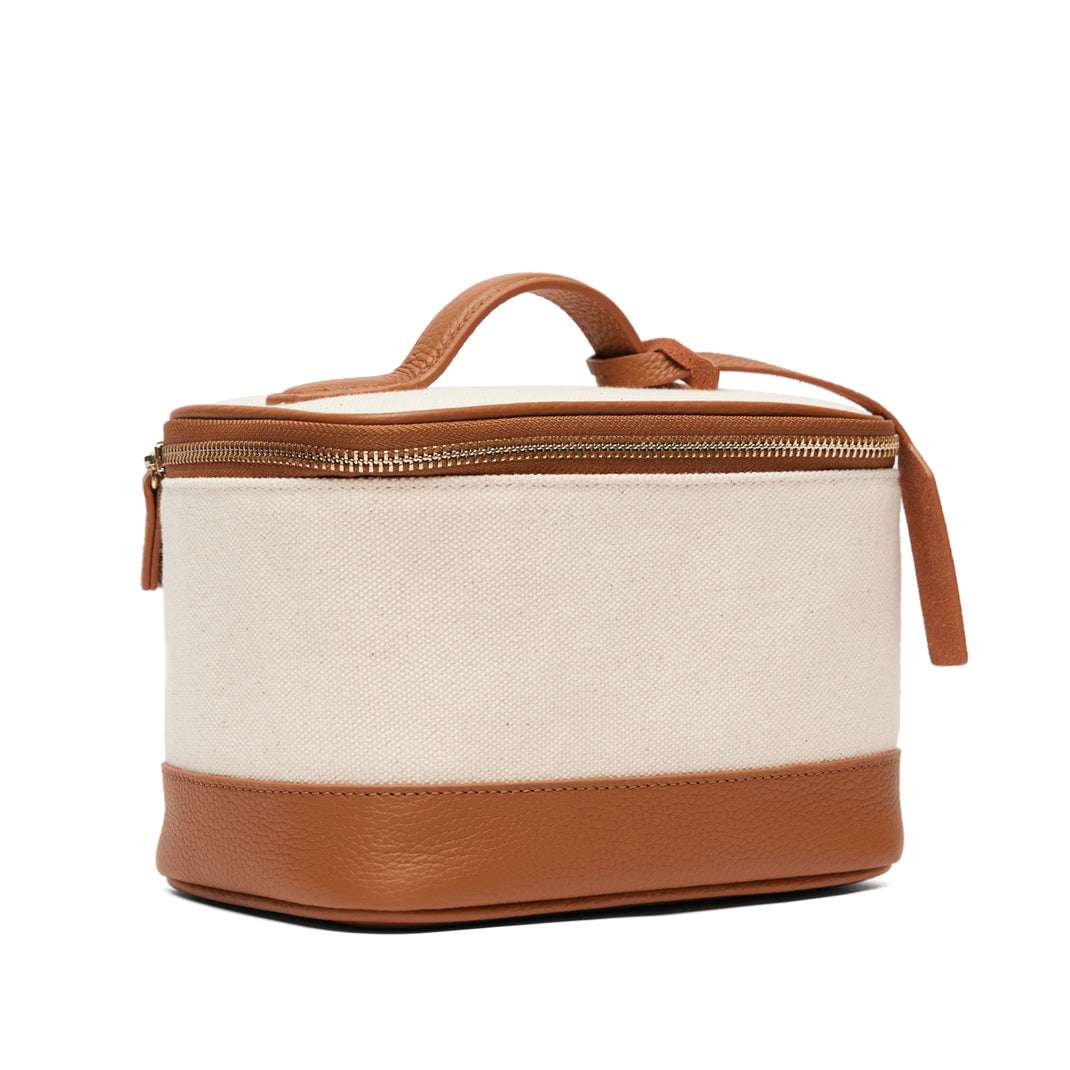 Estuche de tren pequeño Lona natural/Marrón silla de montar