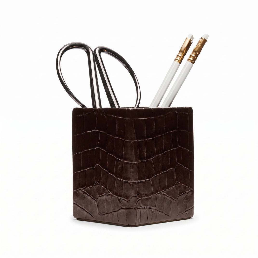 Classic Pencil Cup Brown Croc