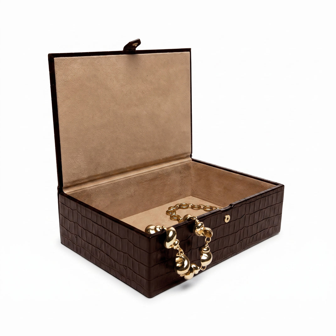 Medium Decorative Box Brown Croc