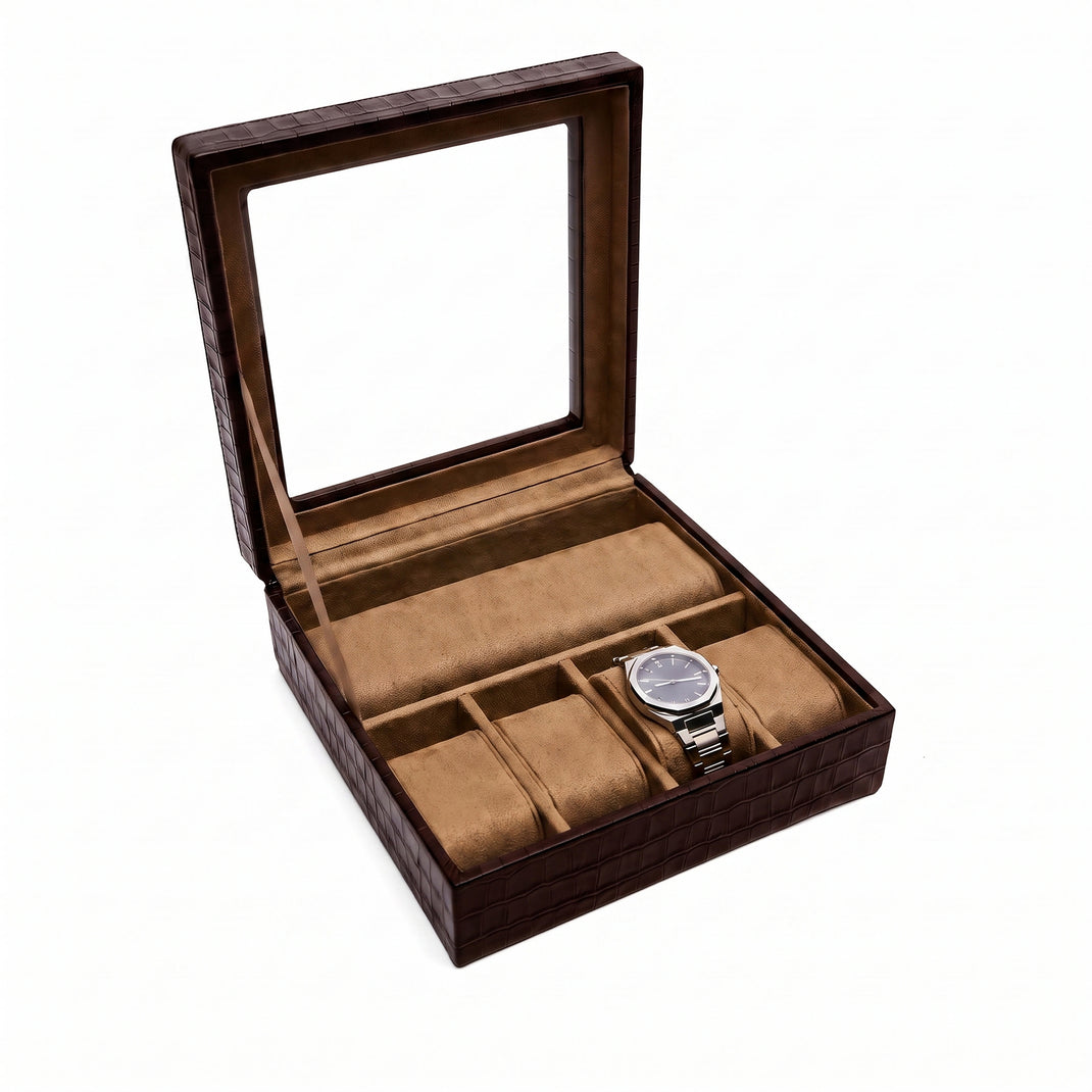 Deluxe Watch Case Brown Croc