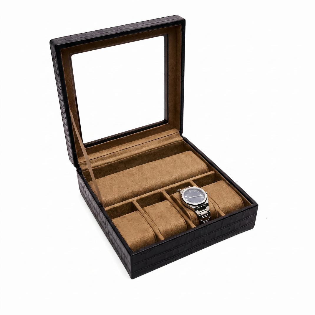 Deluxe Watch Case Black Croc
