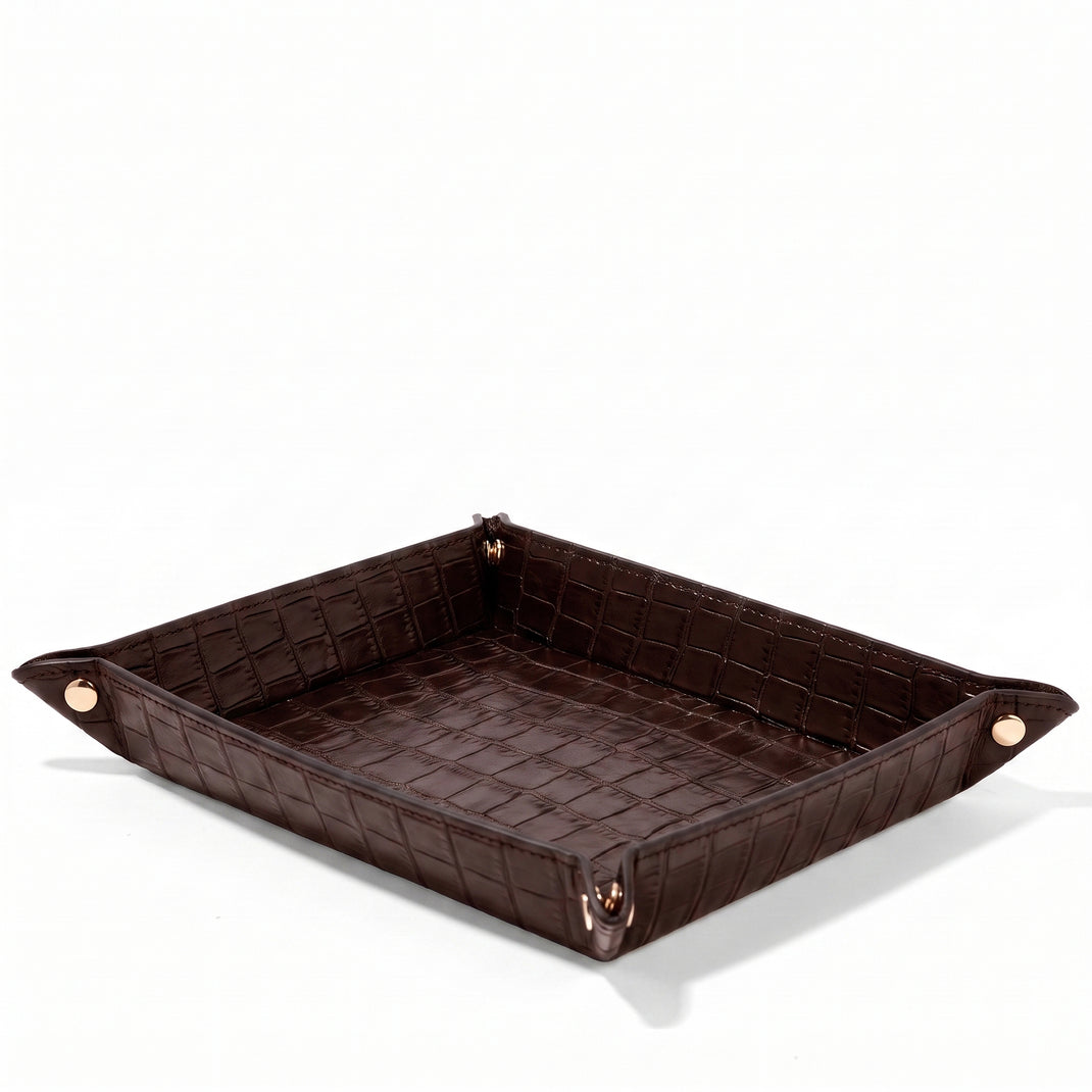 Rectangle Valet Tray Brown Croc