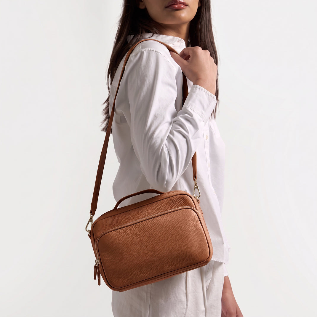 Meadow Large Satchel Saddle Brown