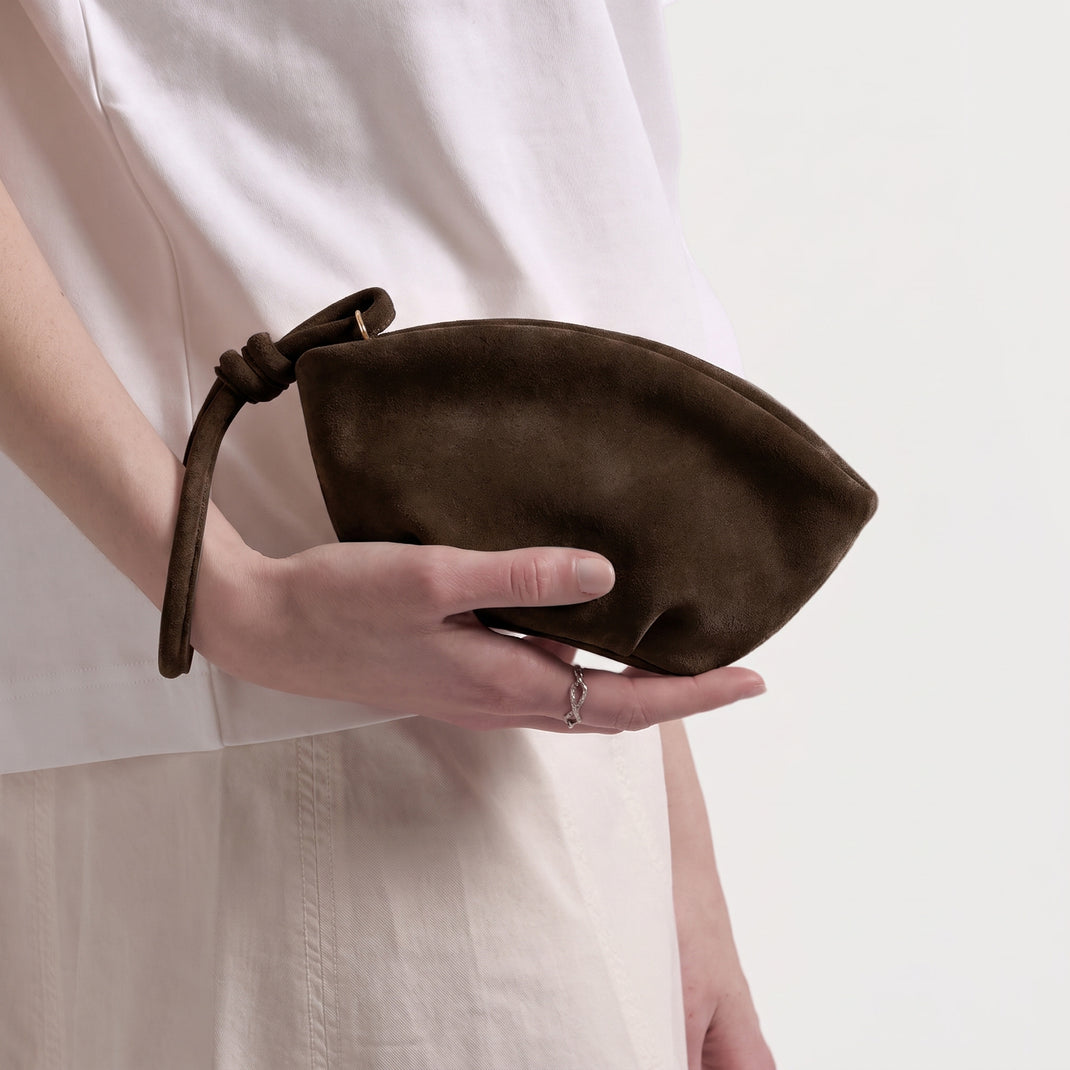 Petite Dumpling Pouch Tobacco Suede