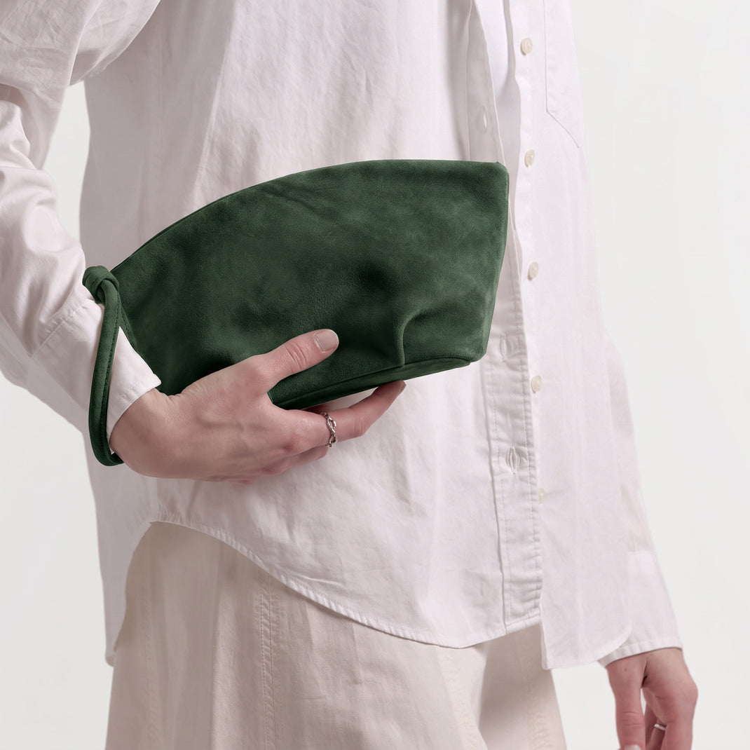Dumpling Clutch Juniper Suede