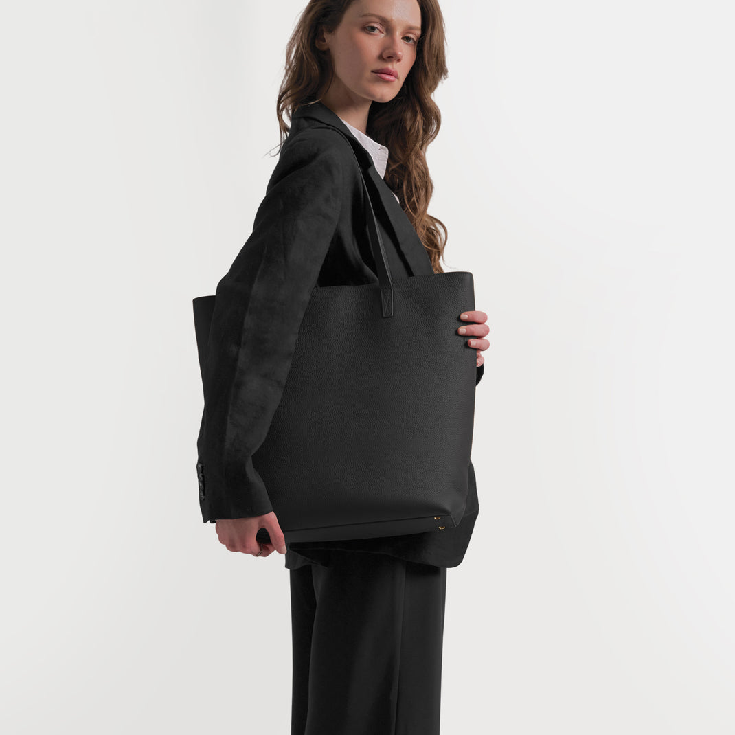 Alex Vertical Work Tote Black Pebble
