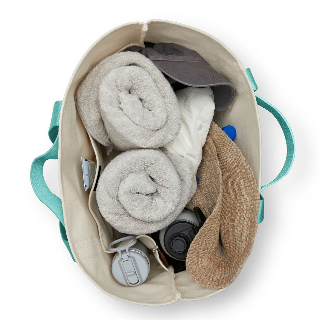 Cabas en toile – Toile naturelle/Céleste