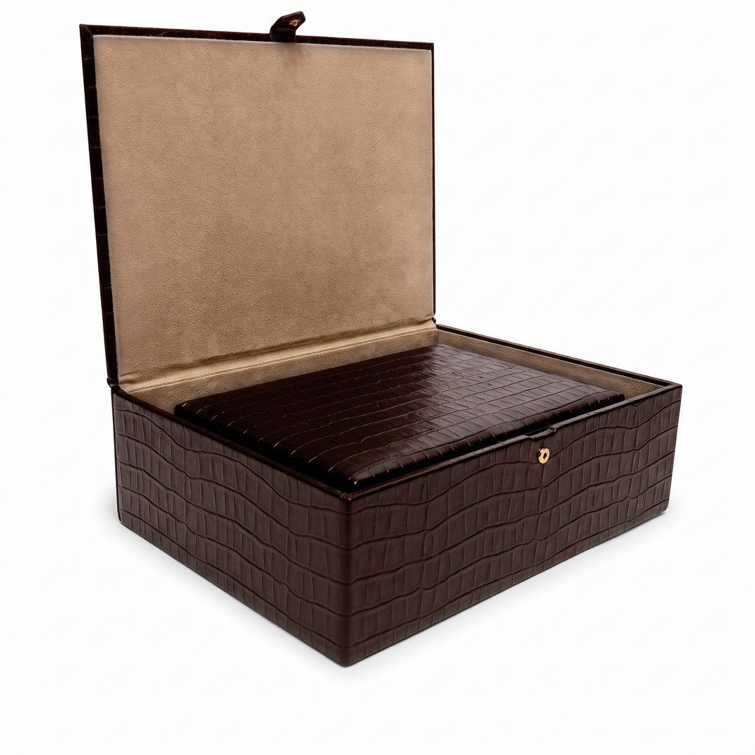Decorative Box Set Brown Croc