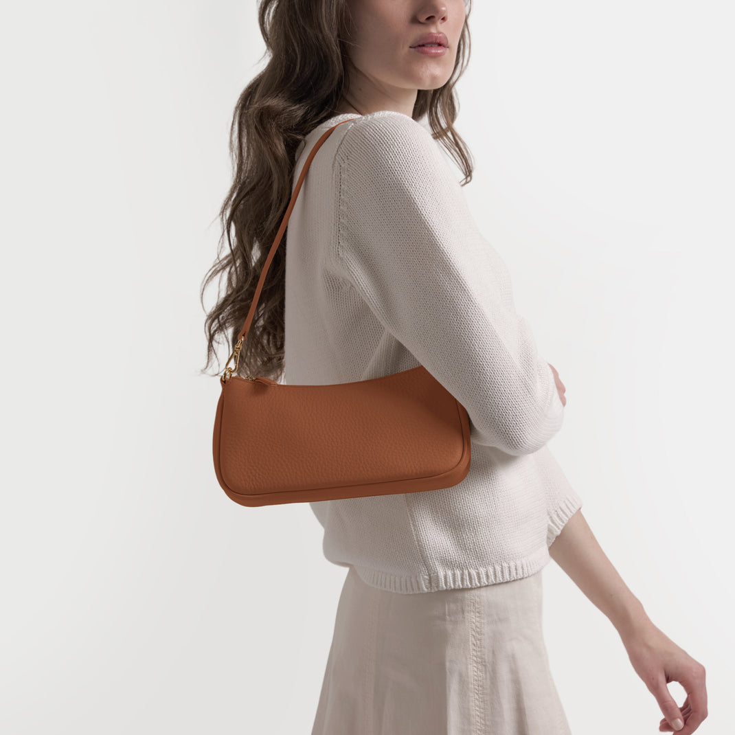 Greta Chain Small Pochette Saddle Brown