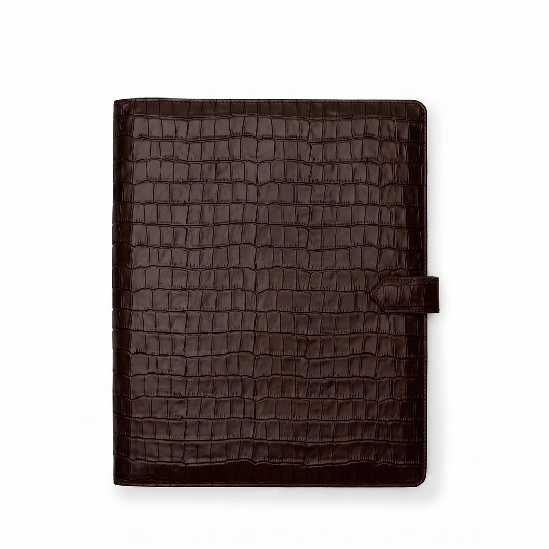 Letter Snap Padfolio Brown Croc
