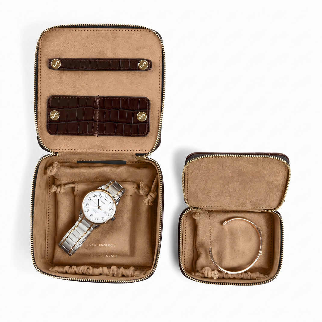 Jewelry Organizer Set Brown Croc