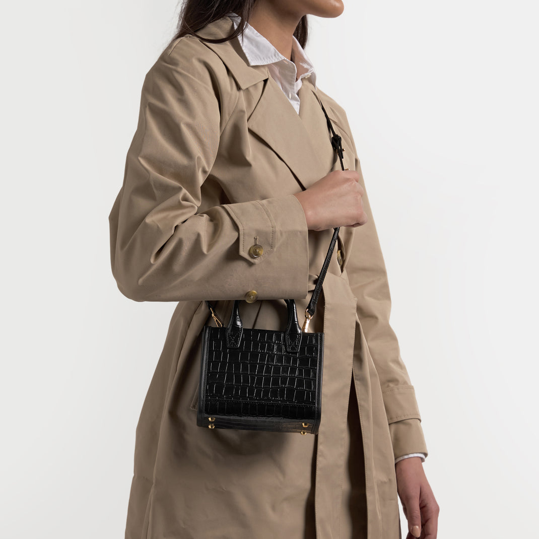 Kress Micro Crossbody Black Croc