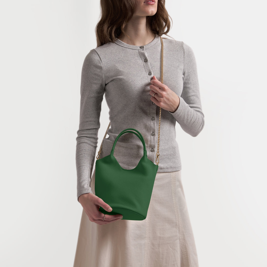 Mia Small Bucket Tote Fairway Green
