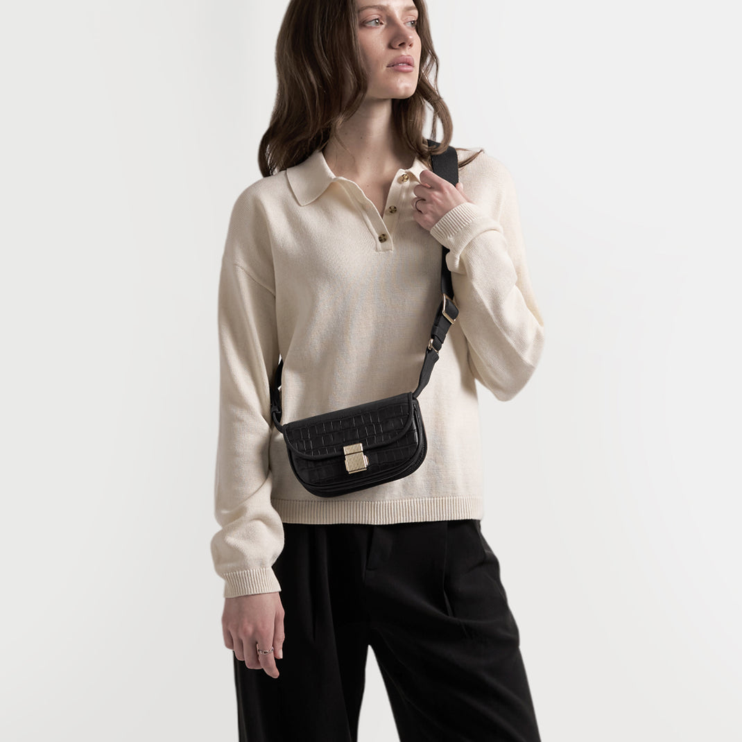 Katy Mini Sac Ceinture Noir Croco