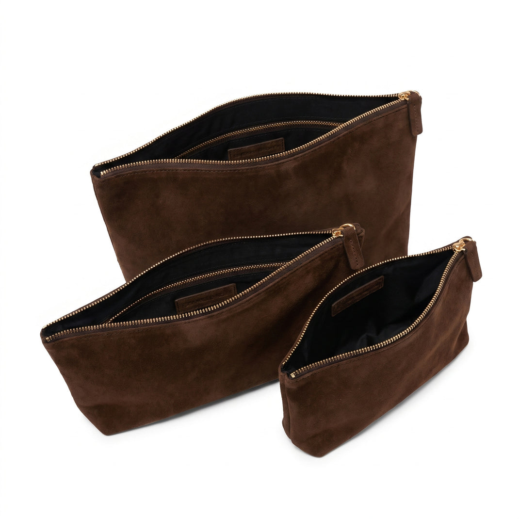 Standing Pouch Trio Tobacco Suede