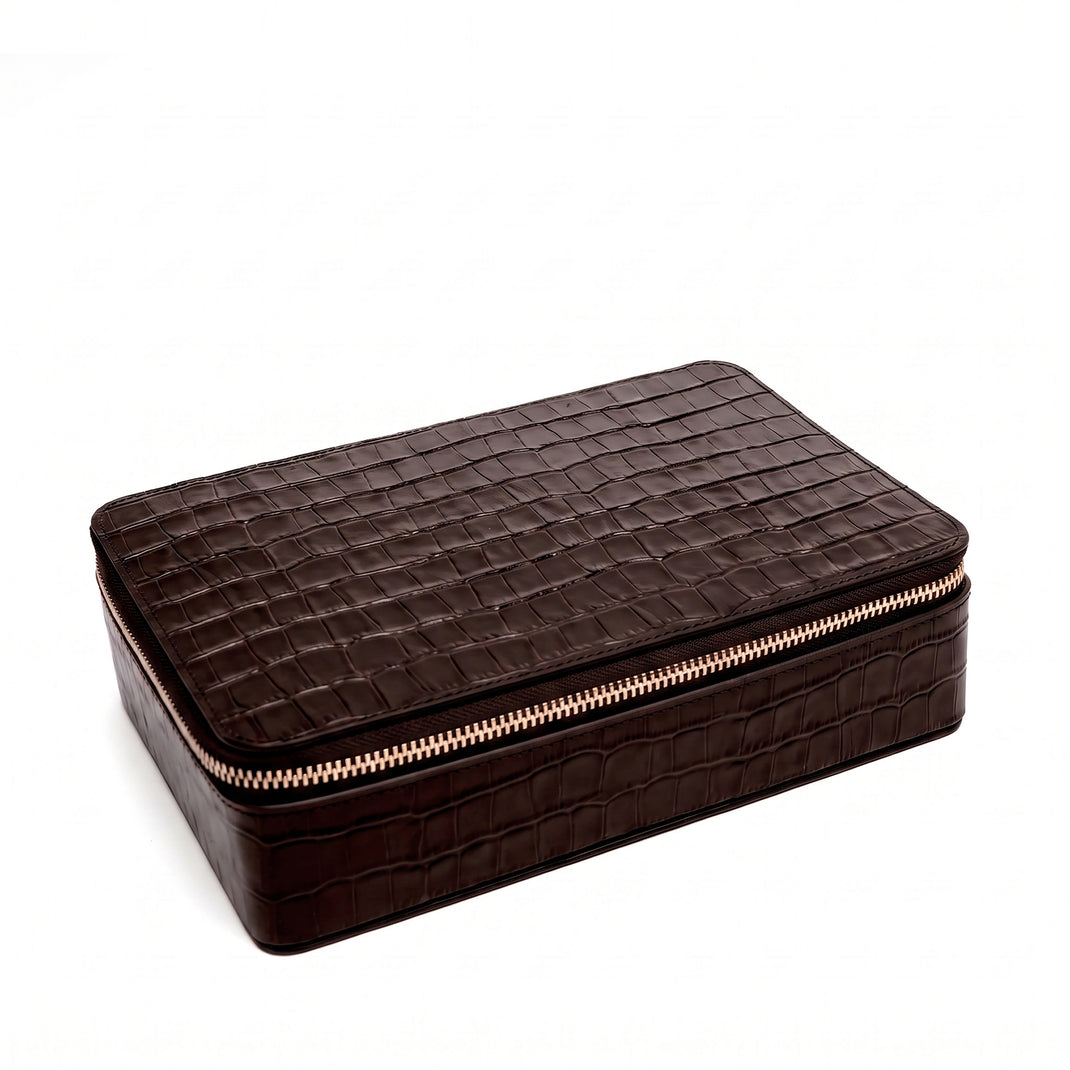 Multi Sunglass Zip Case Brown Croc
