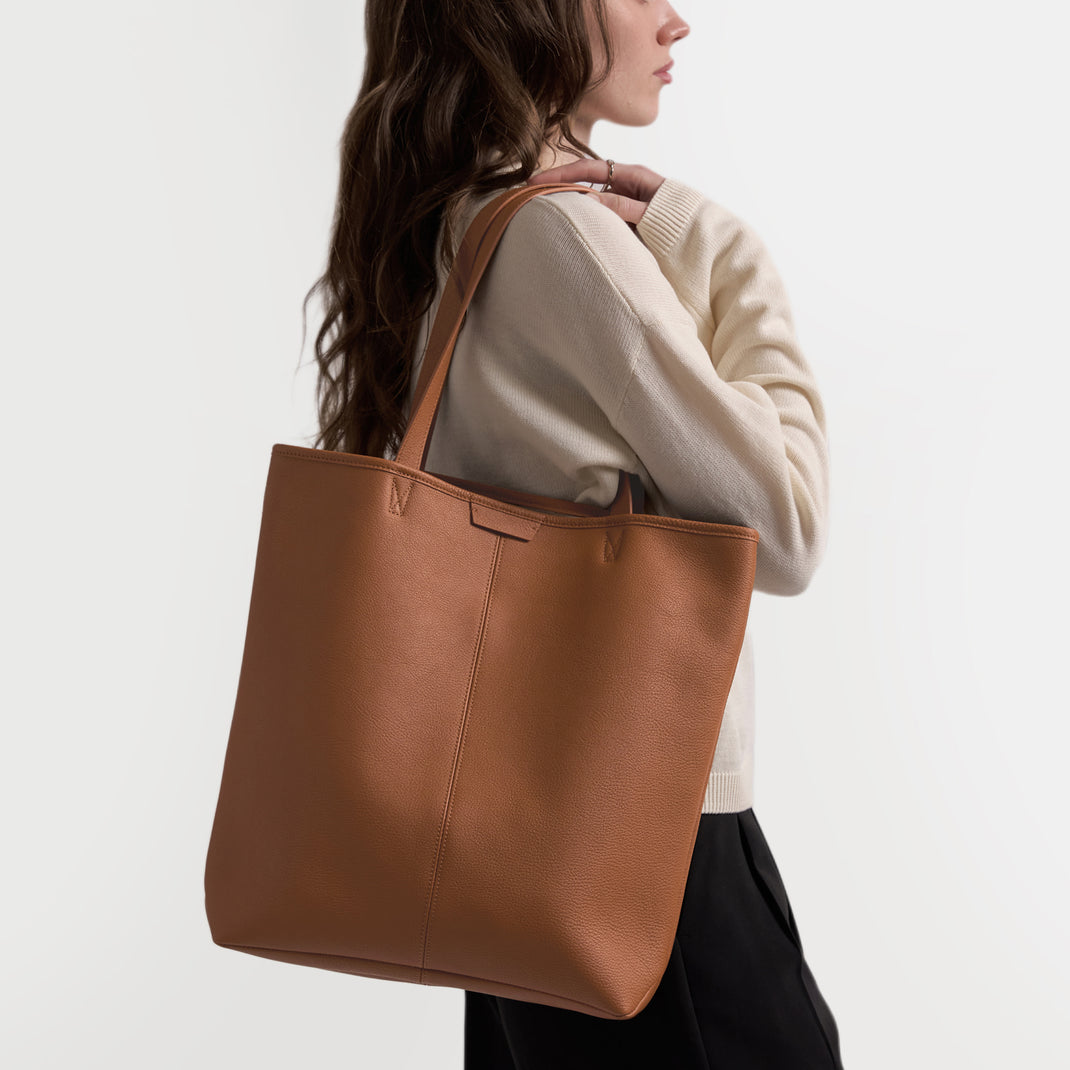 Uptown Vertical Tote Saddle Brown