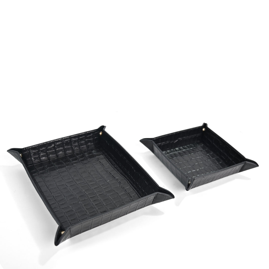 Valet Tray Set Black Croc