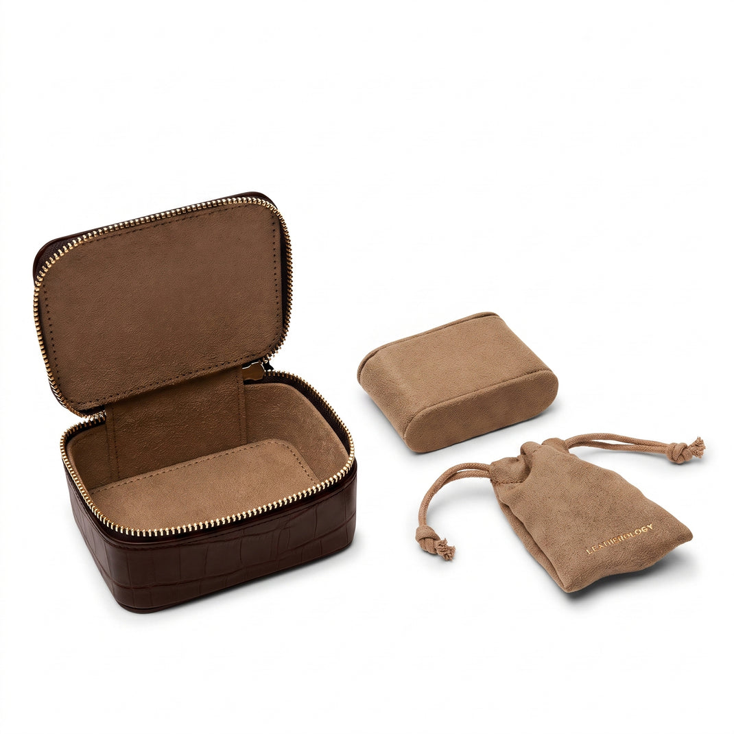 Travel Watch Box Brown Croc