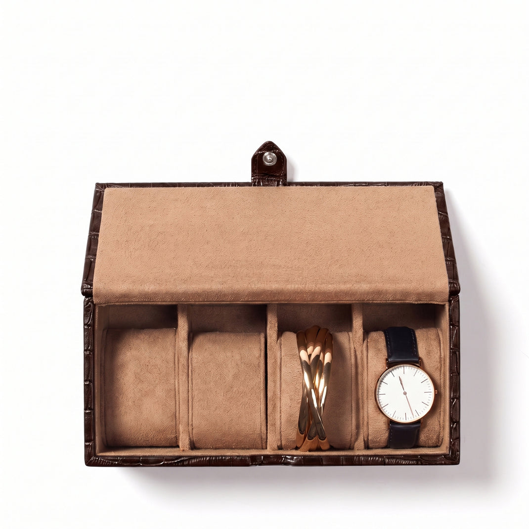 Watch & Bracelet Box Brown Croc