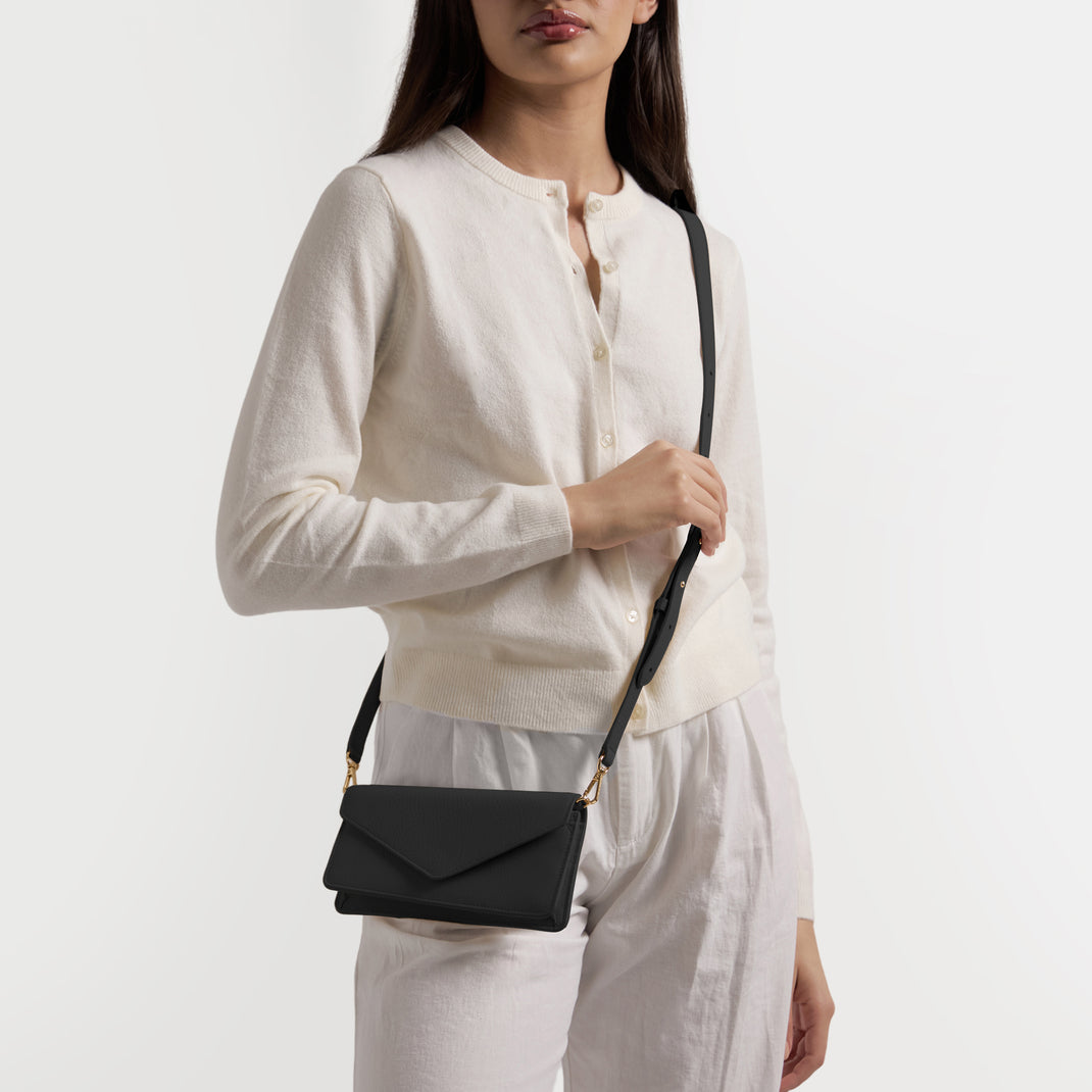 Small Willow Envelope Crossbody Black Pebble