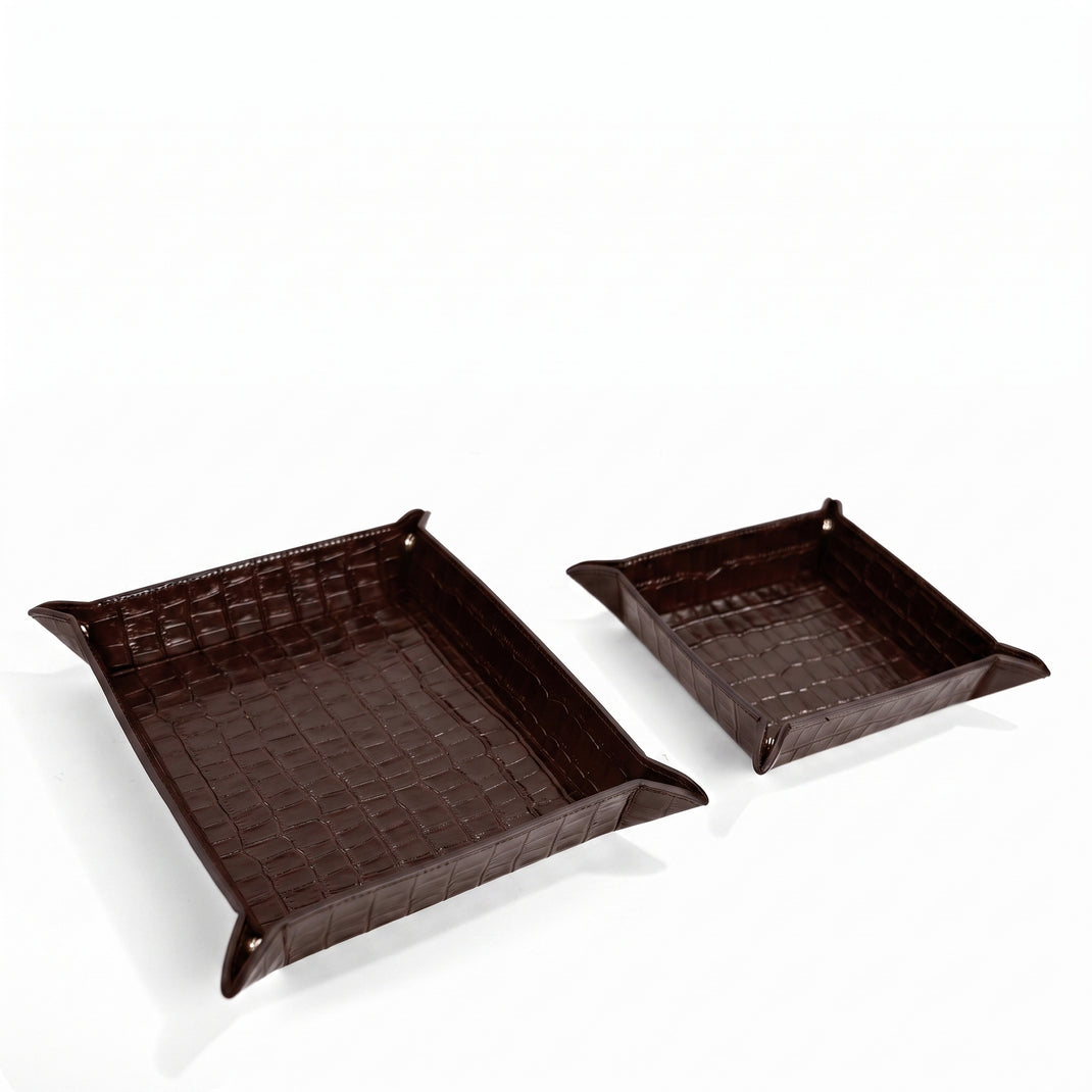 Valet Tray Set Brown Croc
