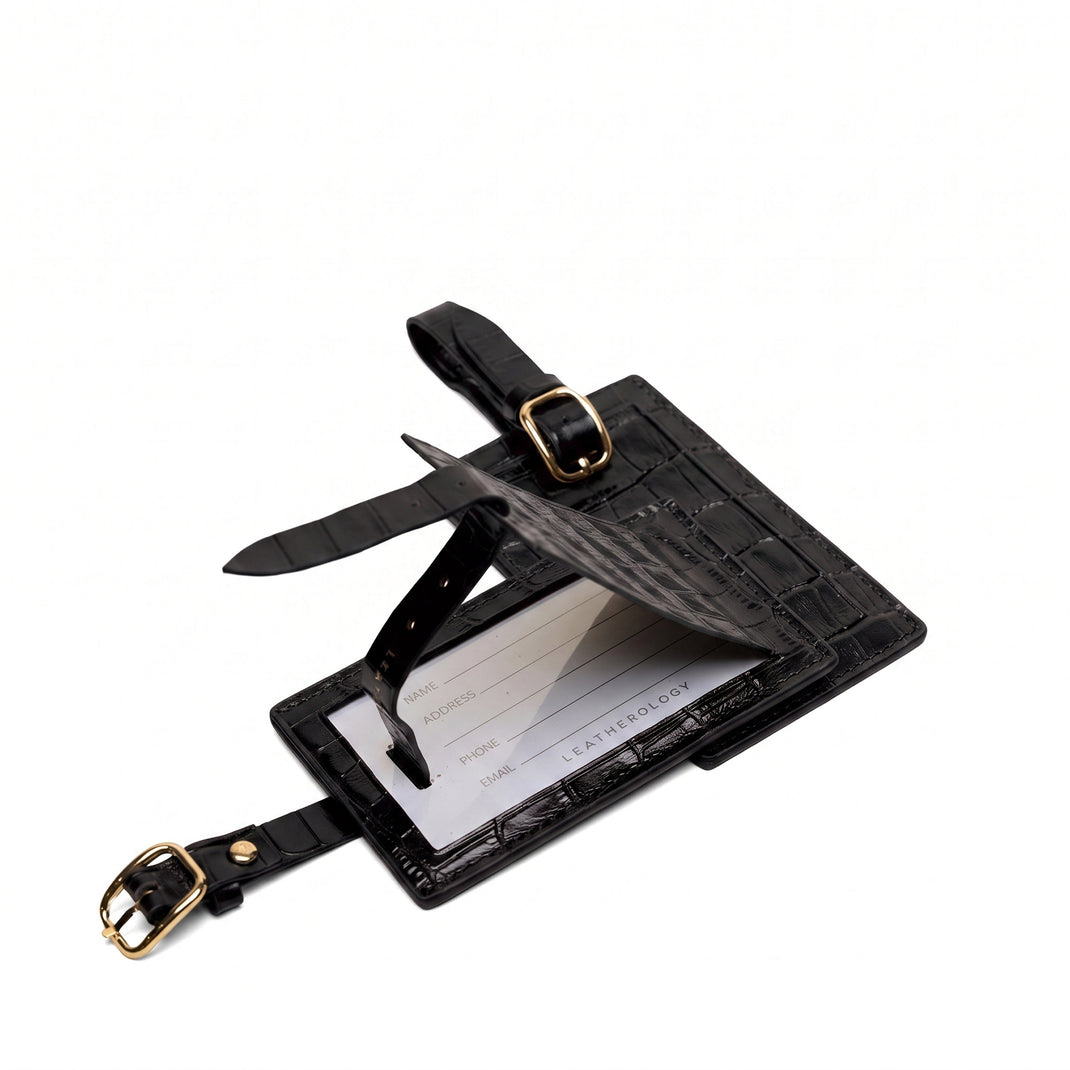 Luggage Tag Duo Gift Set Black Croc